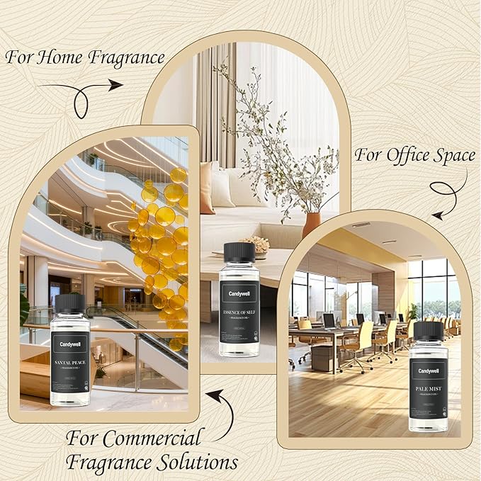 Hotel Diffuser Oil for Waterless Diffusers, Luxurious Relaxing Aromatherapy Scent Essential Oil with Cardamom, Cedar & Sandalwood, 4 Fl Oz, 120 ML, Santal Peace