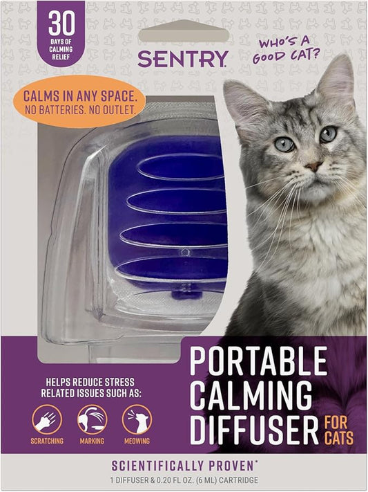 Sentry Behavior Portable Calming Diffuser for Cats, Reduces Response to Normal Stress and Bad Behavior with Calming Pheromones, Easy-to-use Portable Design, 30 Day Release