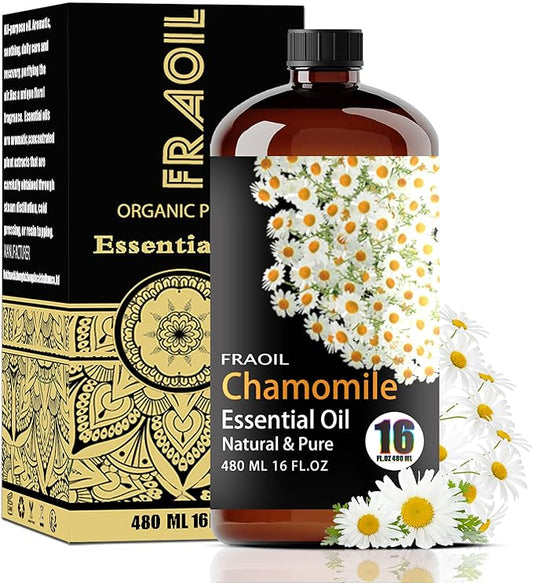 Chamomile Essential Oil, Chamomile Oil 16 Fl Oz 480 ML for Diffuser Humidifier Yoga Cleaning DIY Candle Soap Making Perfume Gift for Women Essential Oils FRAOIL (Chamomile 16 Fl Oz (Pack of 1))