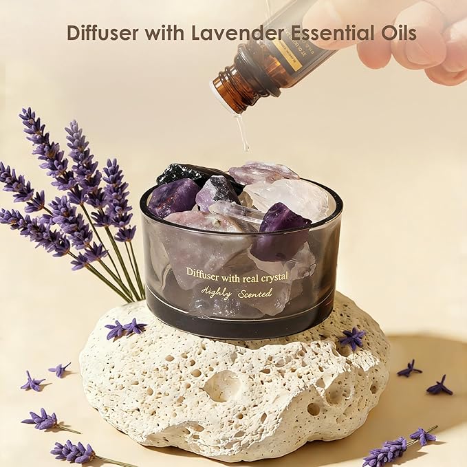 Aroma Stone Passive Diffuser with Essential Oils for Home, Bathroom, Office | Room Scent | Home Decor & Fragrance, Elegant Gift Packaging(Lavender Scent)
