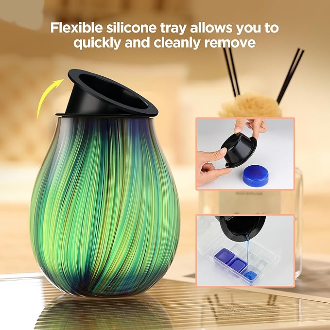 Electric Wax Melt Burner Art Glass Scented Candle Warmer with Timer and 7 led Color Changing Removable Silicone Dish for Wax Melts Fragrance Oil Night Light Candle Warmer for Home