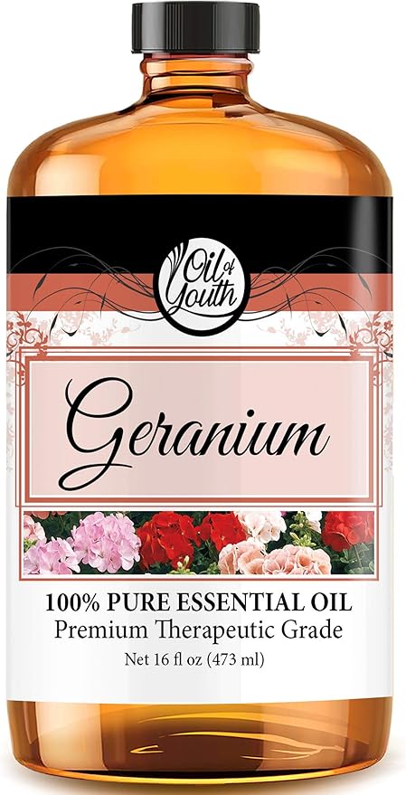 Oil of Youth Essential Oils 16 fl oz – Geranium Essential Oil for Diffuser & Aromatherapy