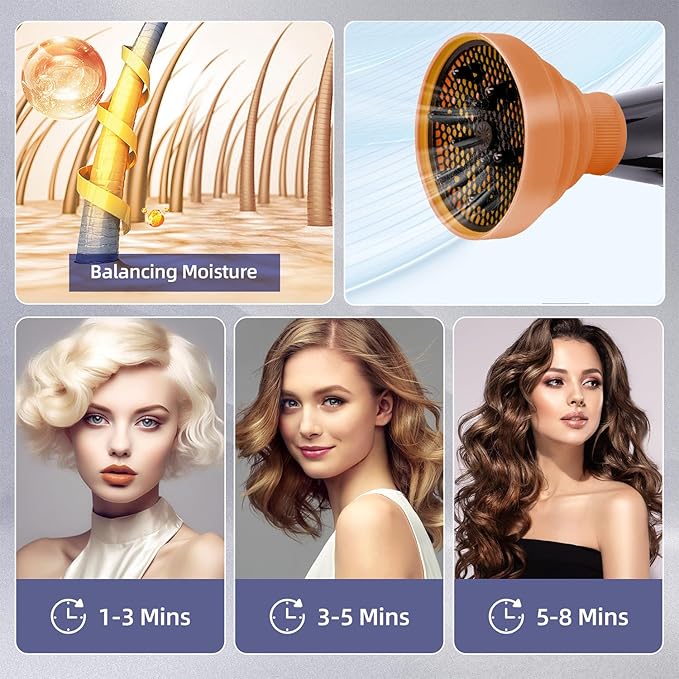WAJIAYON Universal Collapsible Hair Dryer Diffuser Attachment-Foldable Portable Travel and Easy Storage Hair Diffuser Fit Most Hair Dryers with Nozzle Diameter D-1.575Inch to 1.968 Inch (4-5cm) - Glod