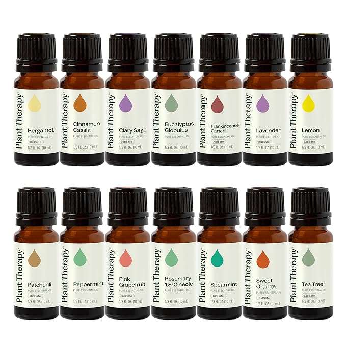 Plant Therapy Top 14 Essential Oil Set, 10 mL (1/3 oz) Bottles of Lavender, Eucalyptus, Peppermint, Orange Sweet, Lemon & More, 100% Pure, Undiluted, for Topical Use & Essential Oil Diffusers