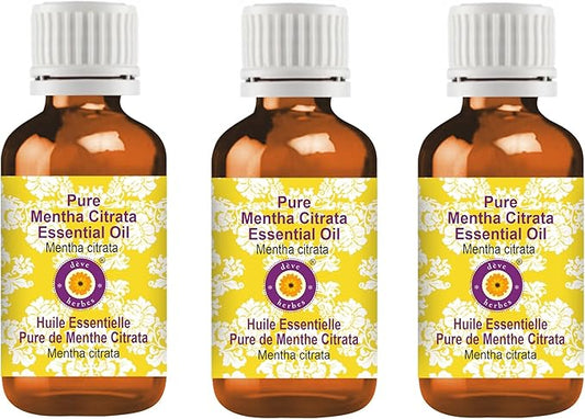Deve Herbes Pure Mentha Citrata Essential Oil (Mentha citrata) Steam Distilled (Pack of Three) 100ml X 3 (10 oz)