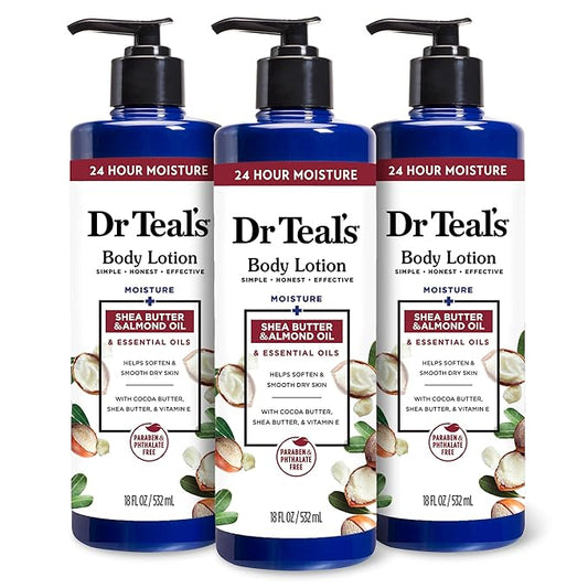 Dr Teal's Body Lotion, Shea Butter & Almond, 18 fl oz (Pack of 3)