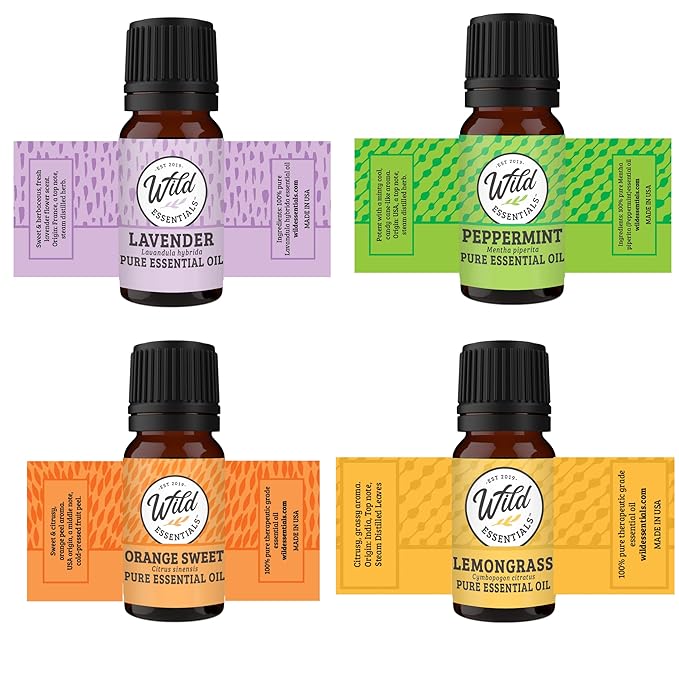 Wild Essentials Arbol Tree Necklace Essential Oil Diffuser Kit with Lavender, Lemongrass, Peppermint, Orange Oils, 12 Refill Pads, Calming Aromatherapy Gift Set, Customizable Color Changing, Perfume