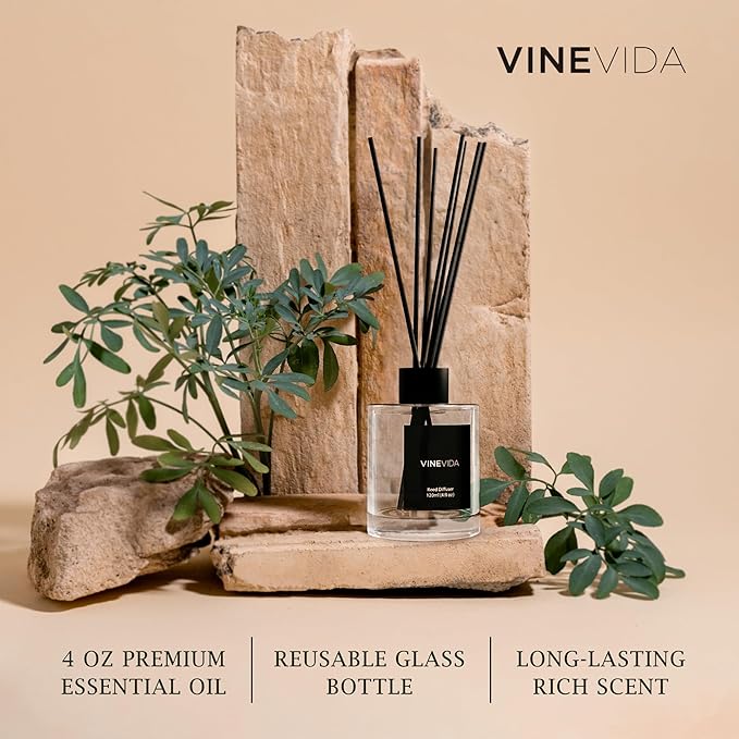 VINEVIDA Prime Reed Diffuser for Home & Bathroom | Long-Lasting Scent Sticks Set | Oil Stick Diffuser | Bathroom Scent - Room Fragrance No. 3100 - Inspired by: Tobacco and Vanilla