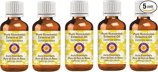 Deve Herbes Pure Rosewood Essential Oil (Dalbergia Sissoo) Steam Distilled (Pack of Five) 100ml X 5 (16.9 oz)