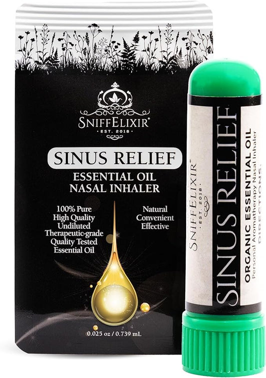 SniffElixir Nasal Stick Inhaler, Vapor Inhaler for Sinus Pressure Relief, Nasal Inhaler Stick, Organic Essential Oil Inhaler for Congestion Comfort & Clear Breathing