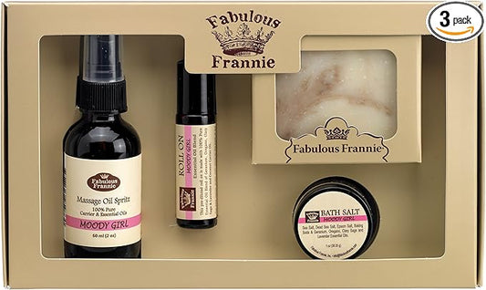 Moody Girl PMS Relief Wellness Kit - All Natural Ingredients and Pure Essential Oils -Moody Girl Blend Contains Geranium, Lavender, Oregano and Clary Sage Essential Oils.