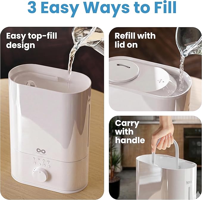 Everlasting Comfort 6L Humidifier Large Room, High Mist Output 60 HR Runtime Ultrasonic Top Fill Humidifiers for Bedroom, Easy to Use & Clean for Home, Baby Humidifier, Plants, Congestion, Indoor