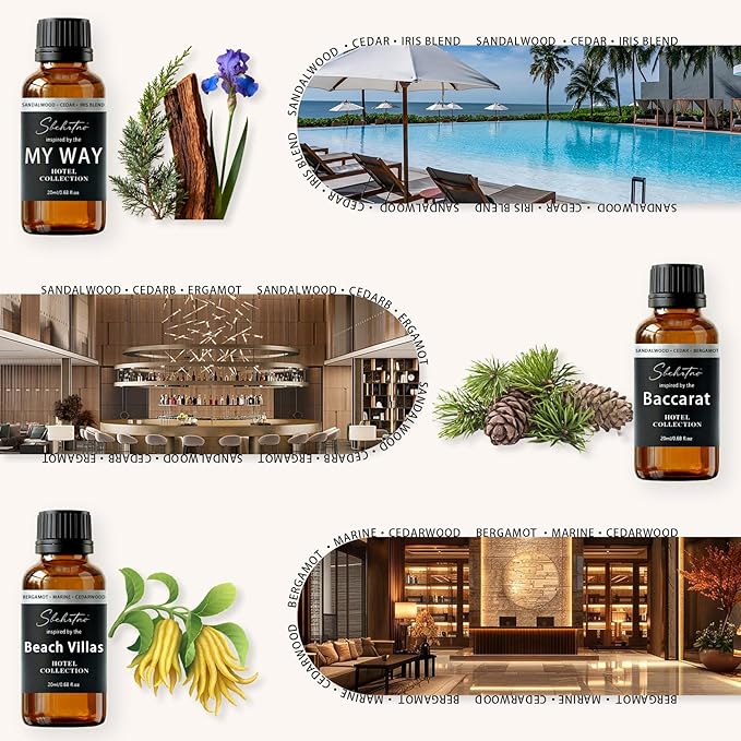 Hotel Diffuser Oil Gift Set – Luxury Hotel Inspired Fragrance Oils for Diffusers, Premium Aromatherapy Home Fragrance, Long Lasting Scent for Bedroom, Spa & Office (Hotel Fragrance Set 20ml*6)