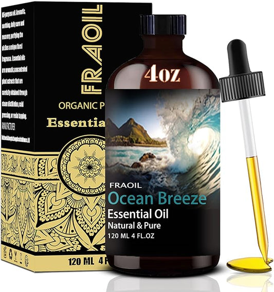Ocean Breeze Essential Oil, Ocean Breeze Oil 4 Fl Oz 120ML for Diffuser Humidifier Yoga Cleaning DIY Candle Soap Making Perfume Gift for Women Fragrance Oils FRAOIL (Ocean Breeze 4 Fl Oz (Pack of 1))