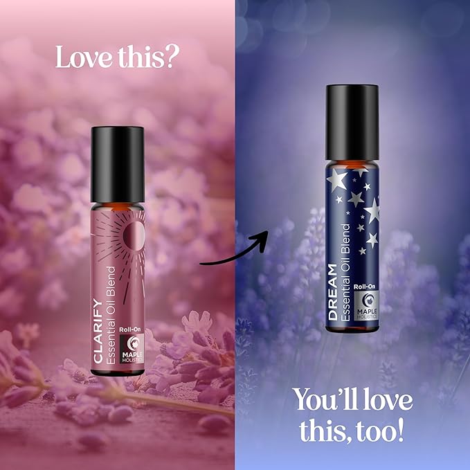 Lavender Essential Oil Roll On - Calming Aromatherapy Oil Roller for Sleep Headaches and Relaxation - Natural Pre-Diluted Sleep Oil for Nighttime Relaxation with Lavender Essential Oil for Skin