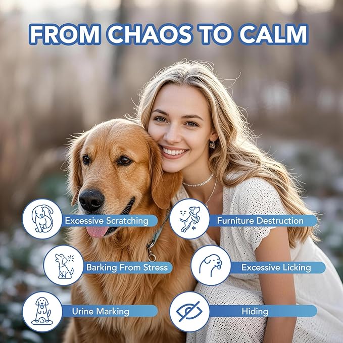 Adanced 180 Day Dog Calming Diffuser, Calming Pheromones Diffuser Kit Appeasing Pheromone Diffuser to Calm (6Refill+Interactive GiftCard) for Anxiety Relief Reduce Aggression Fighting Barking Stress