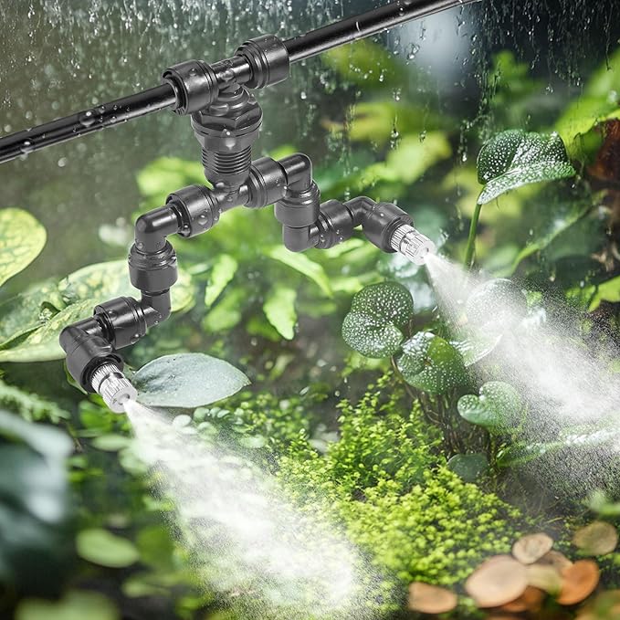 CozyCabin Double Reptile Mister Nozzles, 1/4'' Reptile Misting Spray Nozzle 360 Degree Adjustable Detachable Nozzle - Fine Mist Fogger for Terrarium, Aquarium Rainforest