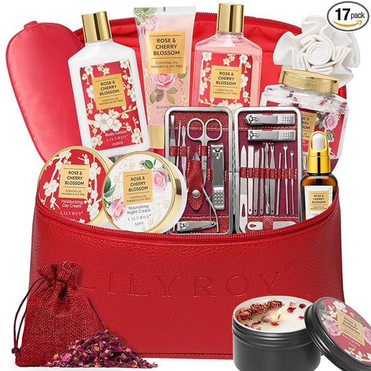 Mothers Day Gifts for Mom, Gifts for Women, Spa Gift Set for Women - Rose Bath and Body Gift Set Beauty Care Spa Kit with Shower Gel | Bath Kit, Valentines Day, Birthday, Christmas Gift for Mom