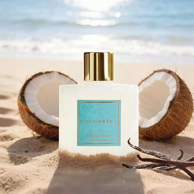 COCORRÍNA Reed Diffuser - Coconut Beach 6.7 fl oz Reed Diffuser with Sticks, Bedroom Bathroom Shelf Decor