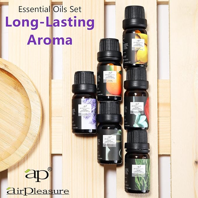 Refresh Essential Oils Set, 6x10ml Fragrance Oils Kit for Diffuser, Humidifier, Aromatherapy, Air Purifier - Orange, Breathe Easy, Citronella, Jasmine & Camellia, Lemon, Lavender