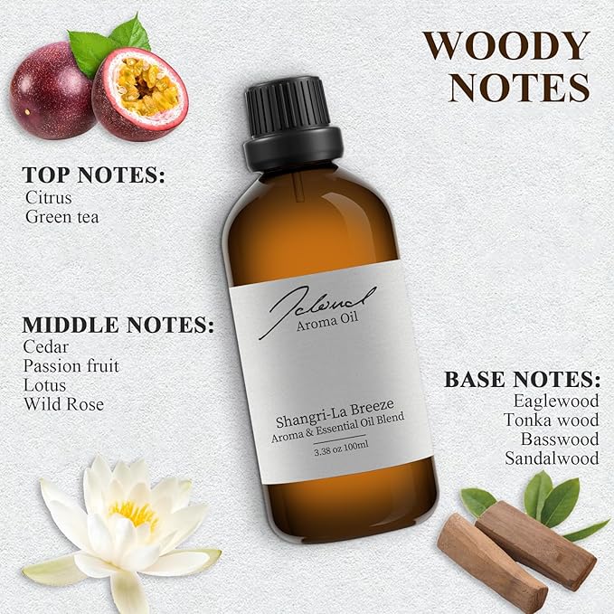 JCLOUD Shangri-La Breeze Essential Oil Inspired by Shangri-La Hotel | Hotel Scent - Pure Aromatherapy Diffuser Oil with Cedarwood and Sandalwood, Home Luxury & Hotel Scents for Diffuser - 100mL