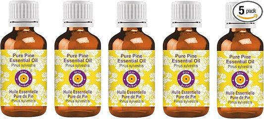 Deve Herbes Pure Pine Essential Oil (Pinus sylvestris) Steam Distilled (Pack of Five) 100ml X 5 (16.9 oz)