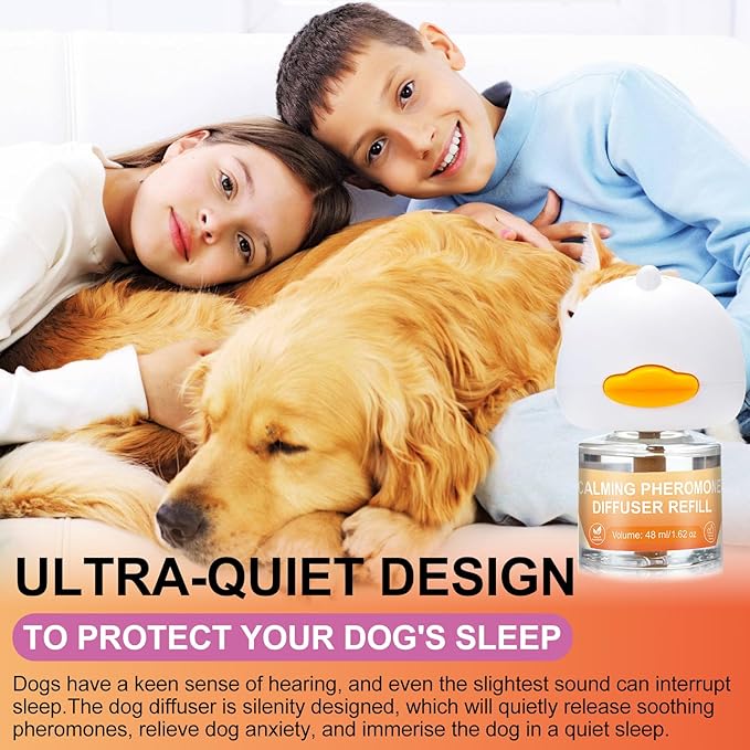 Dog Calming Pheromone Diffuser Kit - 1 Diffuser + 4×48ml Refills | Anxiety Relief for Dogs, Stress & Calming for Separation, Thunder, New Environments