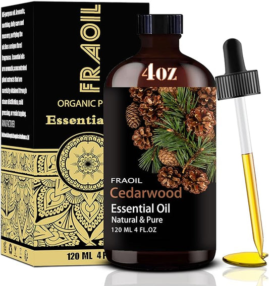 Cedarwood Essential Oil, Cedarwood Oil 4 Fl Oz 120ML for Diffuser Humidifier Yoga Cleaning DIY Candle Soap Making Essential Oils