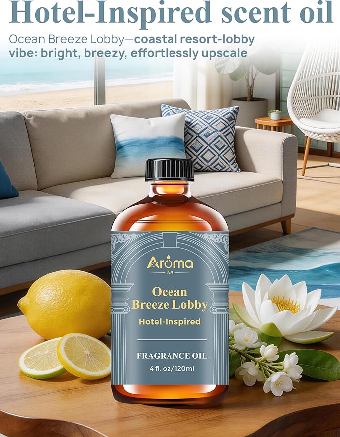Ocean Breeze Lobby — a Hotel-Inspired Fragrance Oil that Feels Like a Coastal Resort Lobby(Not a Typical Ocean-Fresh Scent), Hotel Diffuser Oil for Home for Diffusers and Crafting