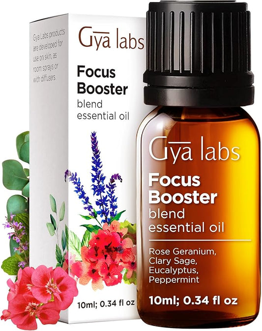 Gya Labs Focus Booster Essential Oils Blends - 0.34 Fl Oz - for Diffuser, Home, Humidifier, Aromatherapy and DIY Candle Making Scents