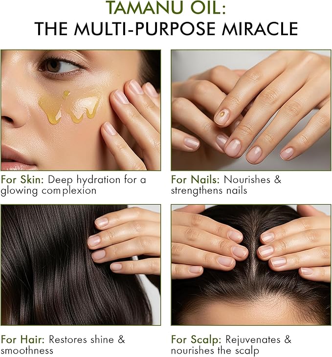 Majestic Pure Tamanu Oil 4 oz - 100% Pure & Natural - USDA Certified - Cold Pressed Carrier Oil for Face, Body, Lips, Nails, Shampoo & Conditioner
