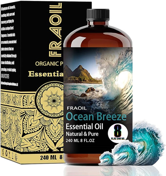 Ocean Breeze Essential Oil, Ocean Breeze Oil 8 Fl Oz 240ML for Diffuser Humidifier Yoga Cleaning DIY Candle Soap Making Perfume Gift for Women Fragrance Oils FRAOIL (Ocean Breeze 8 Fl Oz (Pack of 1))