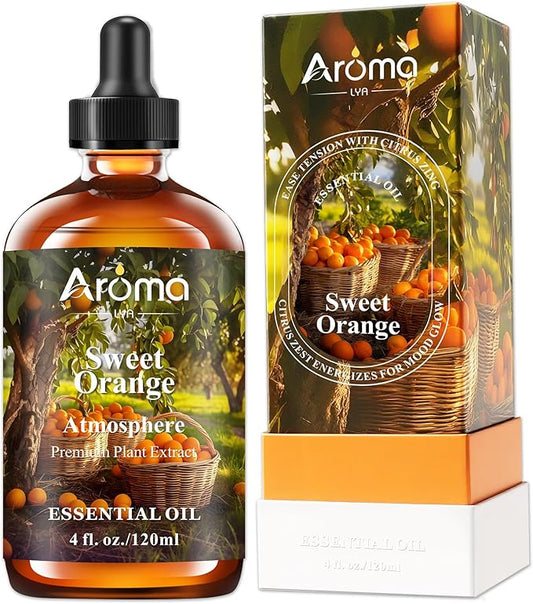 Orange Essential Oil with Premium Gift Box - Sweet Orange Essential Oils for Skin & Diffusers & Aromatherapy - 4 Fl Oz 100% Pure Natural - Gift-Ready Box - Gifts for Women