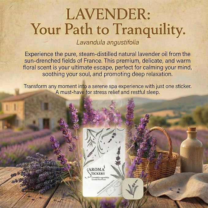 (Lavender, Pack of 3) - 100% Natural Essential Oil Scented Stickers for Face Mask & Pillow (12 Stickers/pc) - Pure Essential Oil Scented Mask Patch/Personal Aroma/Relaxing