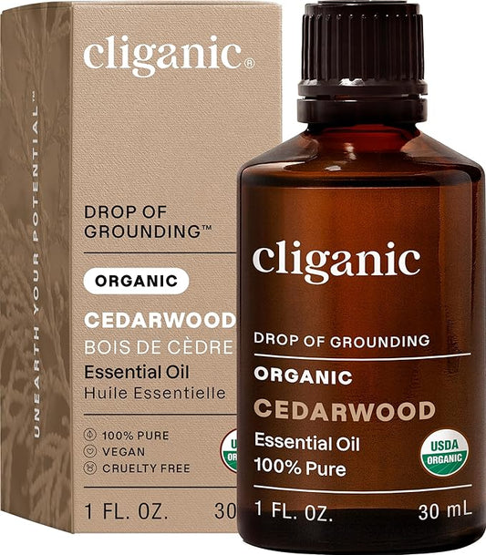 Cliganic Organic Cedarwood Essential Oil - 100% Pure Natural Undiluted, for Aromatherapy Diffuser | Non-GMO Verified
