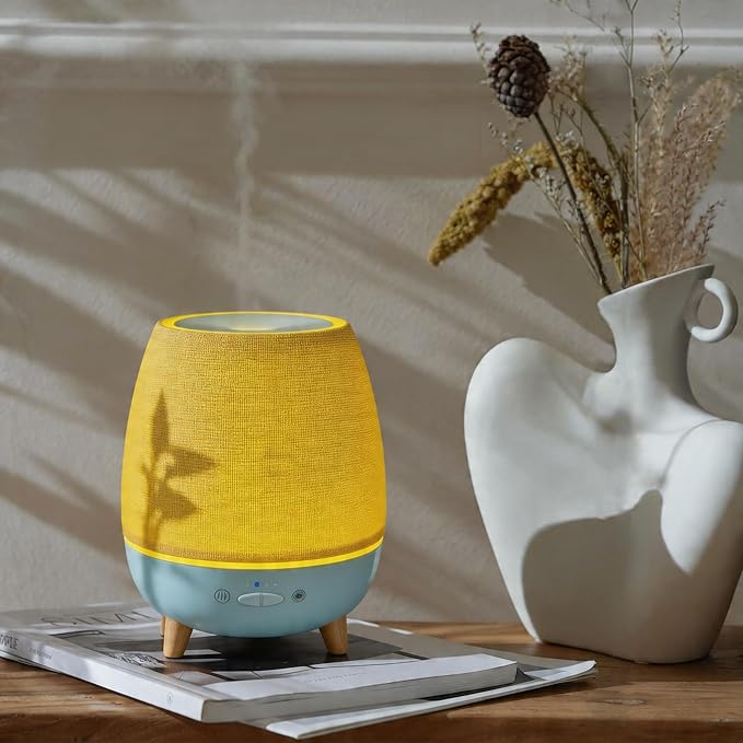 Fabric Cover Essential Oil Diffuser,Small humidifier for Office Desk &300ml Aromatherapy Diffuser for Bedroom with Bedside Night Light humidifier,Quiet Diffuser with Night lamp,Diffuser for Hotel spa