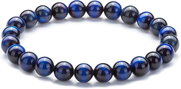 Hamoery Men Women 8mm Natural Stone Lava Rock Diffuser Bracelet Elastic Yoga Agate Beads Bracelet Bangle