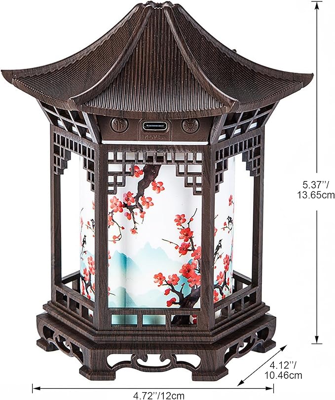 Essential Oil Diffusers, Chinese Lantern Essential Oil Diffuser & Night Light - 160ml 2-in-1 Humidifier with Dual Color Temperatures & Adjustable Mist Modes, Brown, Diffusers, Aroma Diff