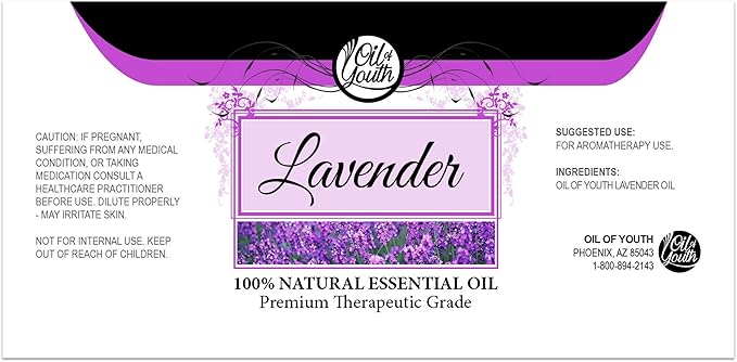 Oil of Youth Lavender Essential Oil Pure for Diffuser, Aromatherapy, Calming & Relaxation (16oz Bulk)
