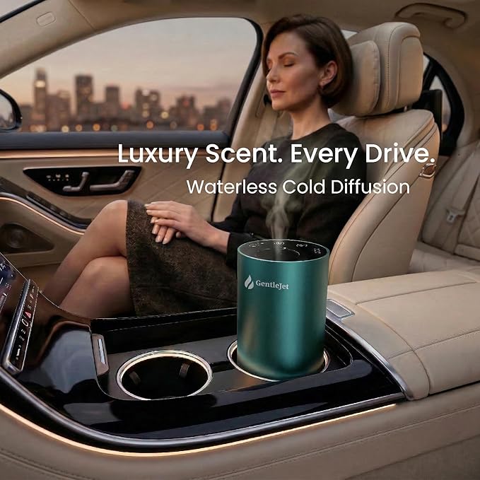GentleJet LiteMist Waterless Nebulizing Essential Oil Diffuser – Cold Air Aromatherapy, USB-C Cordless 2000mAh Battery, Aluminum Portable for Home Office Car, 20ml