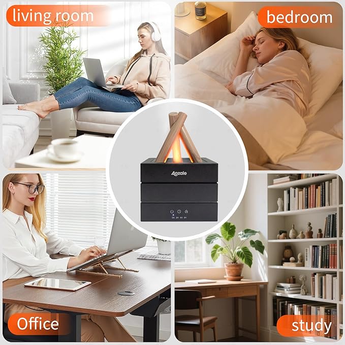 Campfire Flame Fire Diffuser, Bonfire Aromatherapy Essential Oil Diffuser, 280ML Ultrasonic Mist Humidifier with Remote, 7-Color LED, Timer, Auto Shut-Off for Bedroom, Office, Yoga, Gifts