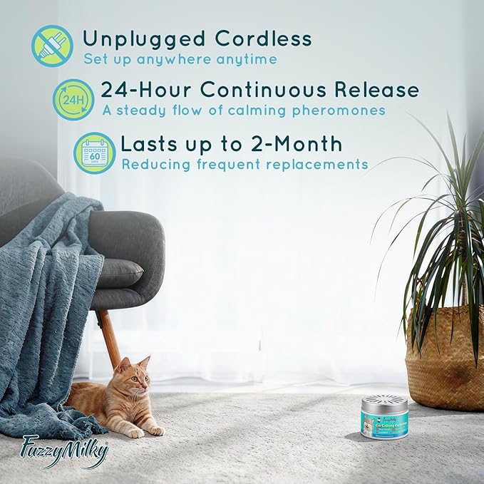 Cat Pheromone Calming Diffuser Gel, Unplugged Cordless Cat Calming, Anxiety Relief, Lasting 2 Months, Adjustable for Home,Car Travel, Scratching,Urine Marking(120 ml, 4.1 fl oz)(Floral)