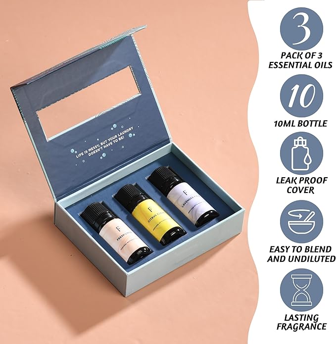 Folkulture Essential Oils for Laundry - Pack of 3 | Citrus, Fresh Linen & Lavneder Laundry Essential Oils for Dryer Balls | Laundry Ball Scent Oil or Fragrance Oil for Home, Hotel | Everyday Gift