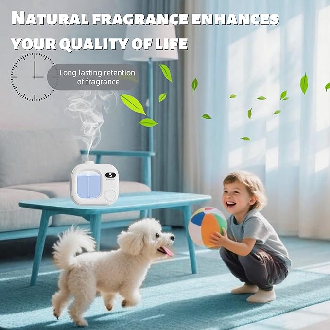 Waterless Essential Oil Diffuser Portable Cordless Aromatherapy Scent Machine for Home Office Car Large Room Battery Powered Ultrasonic Diffuser with 5 Mist Modes for Bedroom Classroom Travel