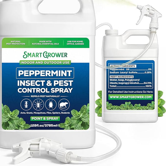 All Natural Peppermint Oil Insect & Pest Control Spray 128oz with Trigger Sprayer, Repels Mice, Spiders, Ants, for Home, Indoor, Outdoor, Garden Maximum Strength– 128 oz Smart Grower