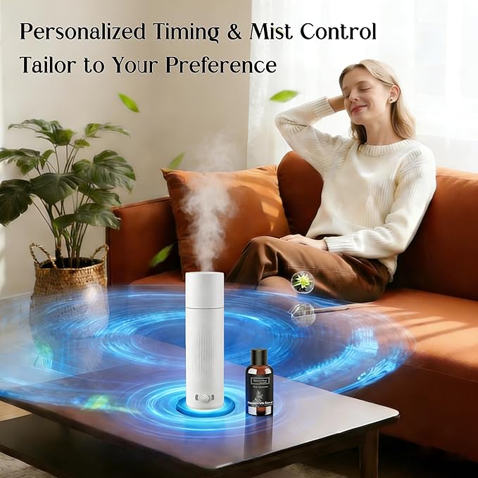 Waterless Essential Oil Diffuser, Scent Air Machine for Home with Hotel Scent Oil, Covers Up to 1000 Sq.Ft, Adjustable Mist & Timer, Hotel and Commercial Use