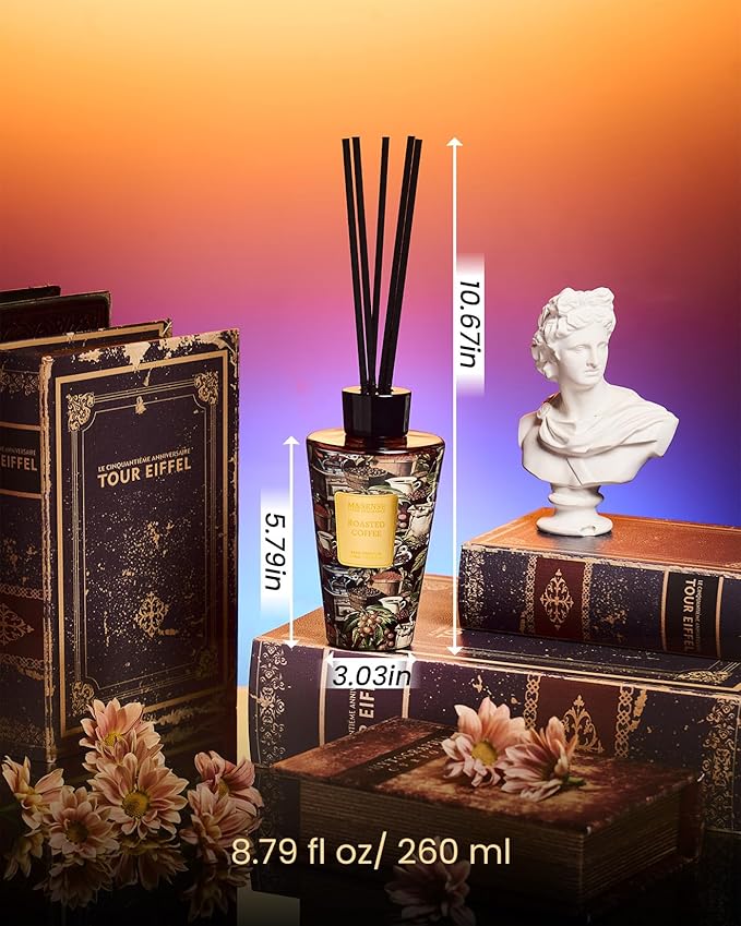 M&SENSE Roasted Coffee Reed Diffuser Set - 8.79fl oz Home Fragrance Non-Toxic Reed Diffuser for Home, Long Lasting Air Freshner Gifts for Bathroom Bedroom Fragrance Decor