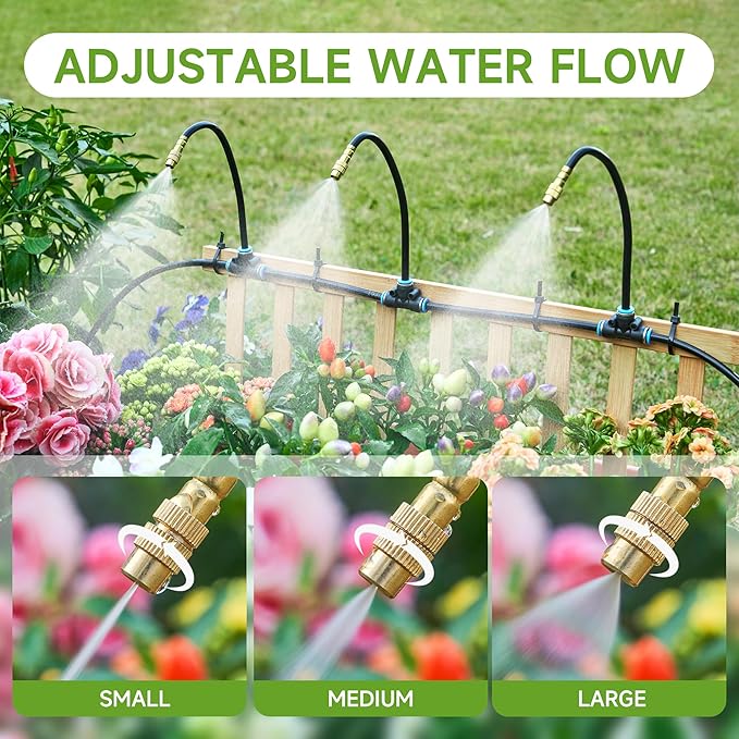 HOMENOTE 10 Pack Misting Brass Nozzles, 360 Degree Adjustable, 8 Inch Mister Nozzle for Outdoor Cooling System, Lawn Irrigation, Garden Watering, Pet Cooling