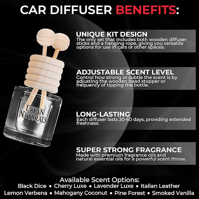 Lemon Verbena Hanging Car Air Freshener and Essential Oil Diffusers with Vent Clips - 25-Pack Automobile Aromatherapy Diffuser Bottles - Kit Ideal for Resale, Gifts & Party Favors
