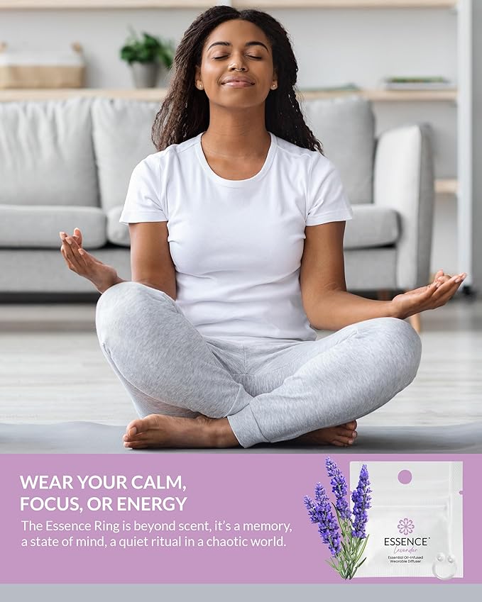 Essence Wearable Aromatherapy Nasal Diffuser – Lavender Essential Oil Nose Ring Silicone Inhaler for Stress & Mood Support - Made in USA & Travel-Friendly